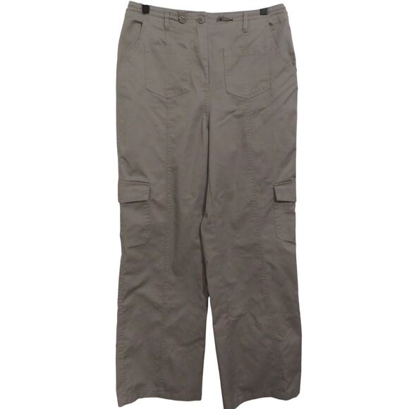 Womens Sz L Tan Pants Cargo Style Pocket Pants Wide Leg - Picture 1 of 8